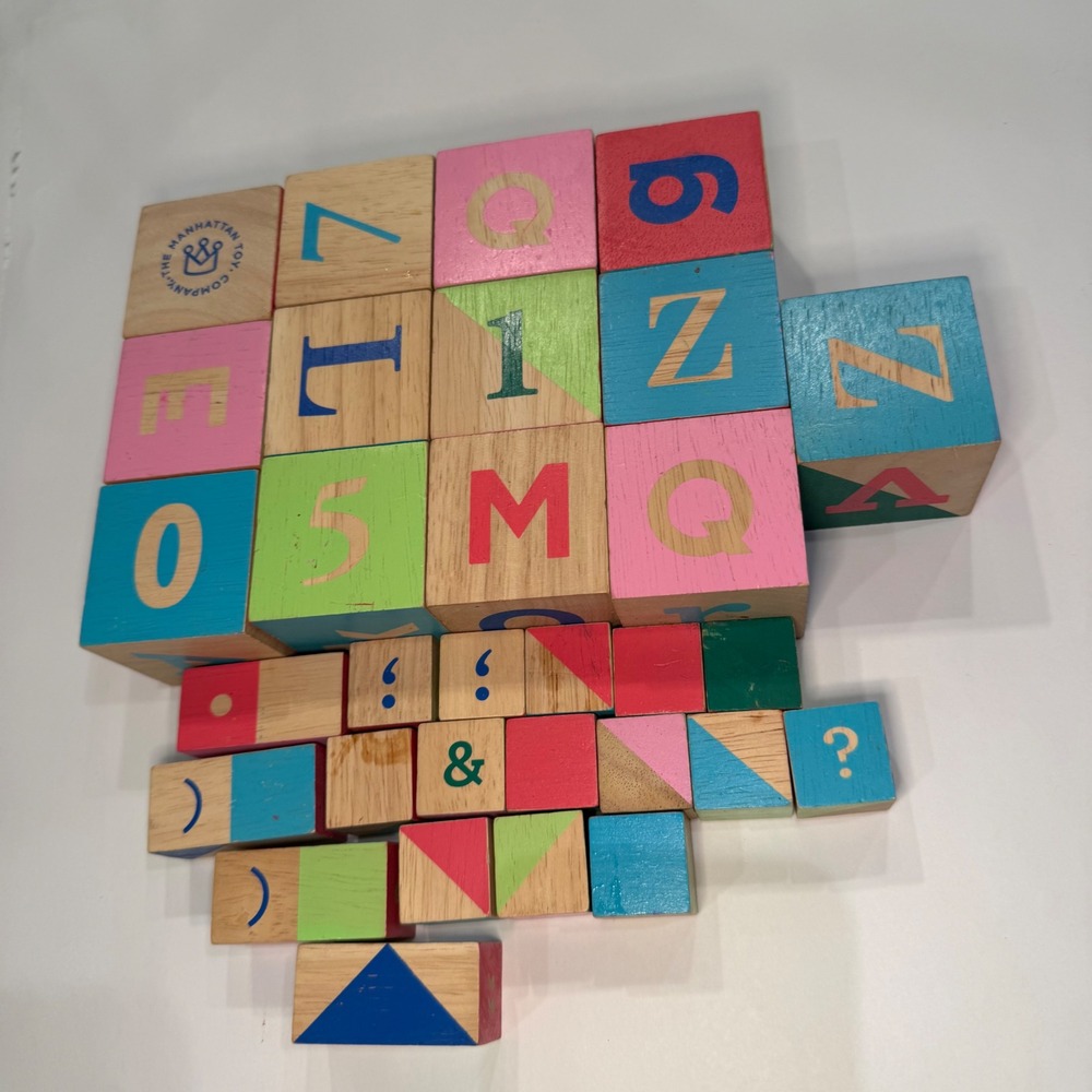 Manhattan Toy Company Wooden Alphabet Number Punctuation Blocks Set Multicolor - Picture 3 of 9